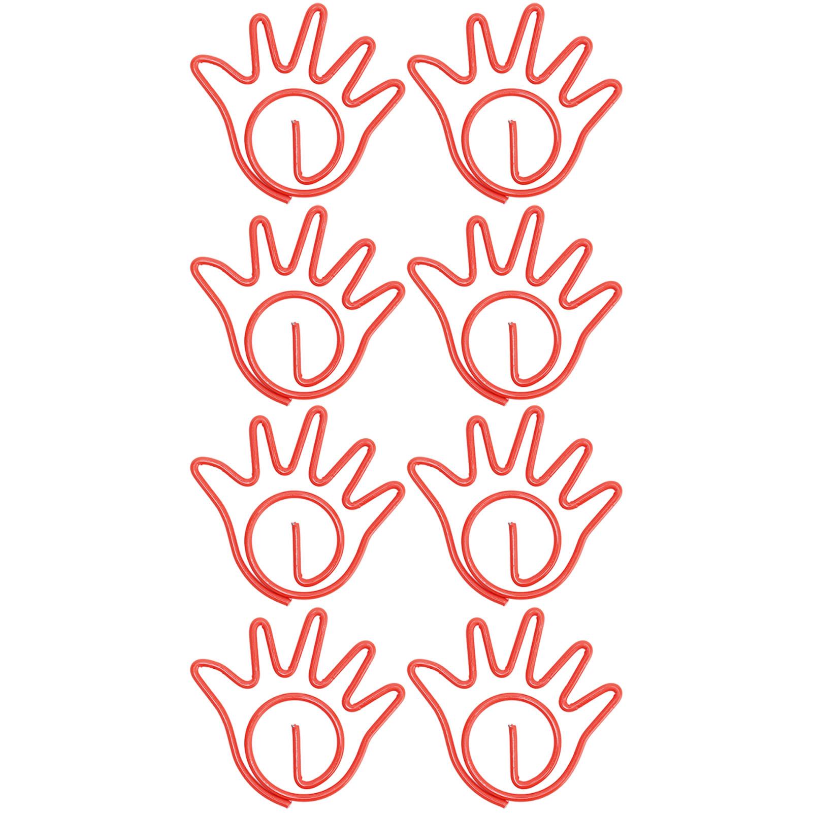 

100 шт. Металлическая скрепка для бумаги в форме руки, Не ржавеющая, Декорация для офиса, школы, Красная красный