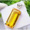 Pendente in Argento Sterling 925 con Zaffiro Giallo Creato in Laboratorio Taglio Smeraldo 72 Carati