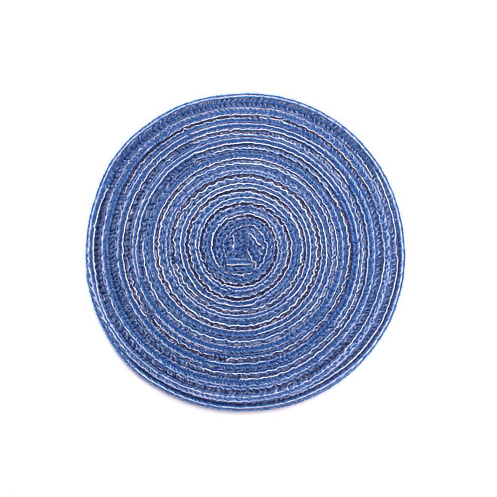 4PCS Round Coaster Set Scalding Heat Insulation Dish Mats Woven Decorative Dining Table Bowl Mat Blue Diameter 36cm