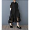 Spring and Summer New Loose Large Size Mesh Splicing Casual Simple Sweet Short-sleeved Shirt Dress