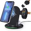 3 In 1 Wireless Charger for Fitbit Charge 6/5/Fitbit Luxe,Wireless Charging Station Compatible for iPhone 14/12 Pro Max/13/11/8, for Samsung Galaxy