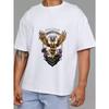 White T-Shirt with Eagle Snake and Skull Design for Casual Wear