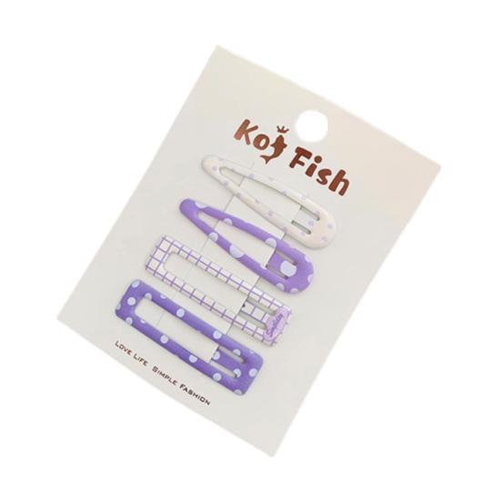 

4Pcs Girl Hairpin Plaid Dot Printing Water Drop BB Clip Sweet Girly Style Strong Grip Bang Hair Pins Hair Accessory F