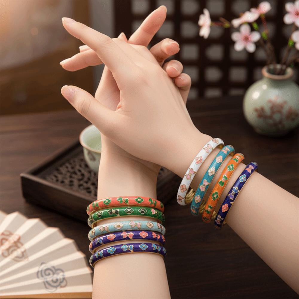 Kleines Pferd Vintage Cloisonné Armreif Chinesischer Stil Damen Handarmband Glasierter Armreif Mädchen
