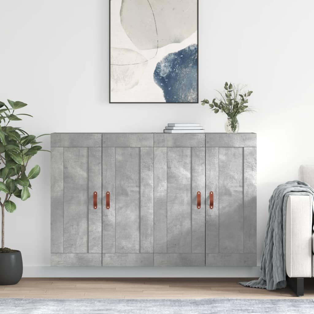 Wall Cabinets 2 pcs Concrete Grey Wood Based Material