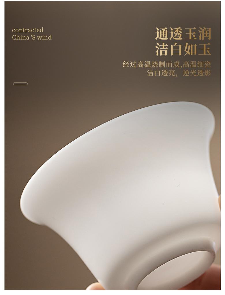 150ml Burnt Mutton Fat Jade White Porcelain Gaiwan Japanese Tea Tureen Tea Cover Bowl Tea Ceremony Supplies Teaware Gift Box
