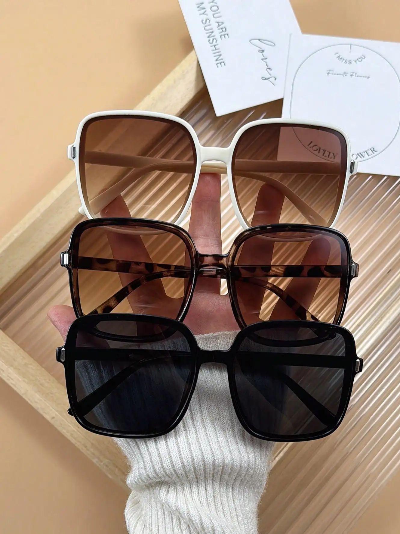

3PCS Fashion Women Sunglasses Men Shades Plastic Large Square Frame For Daily Life Eyewear Accessories.