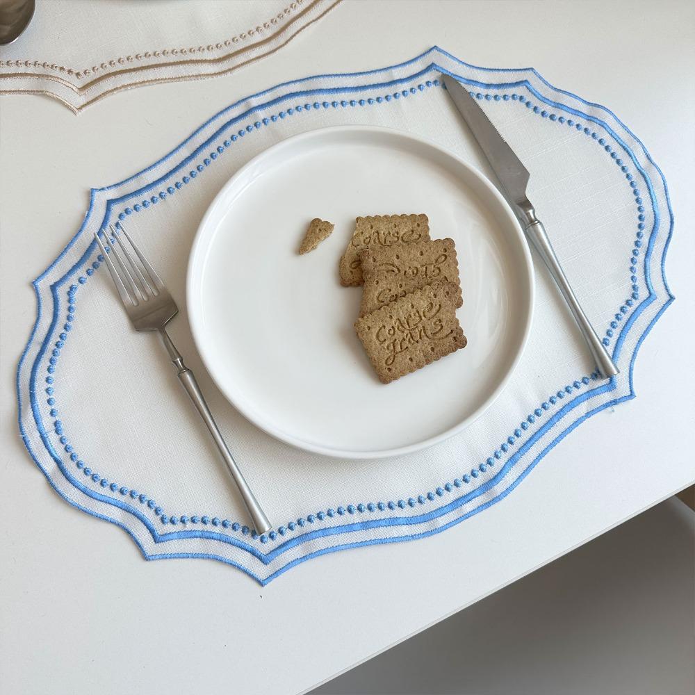 Neues Vintage-Platzset-Servietten Imitation Baumwoll-Leinen Waschbar Dekoratives Tischset Französische Spitze Bestickter Stoff Tisch-Platzset