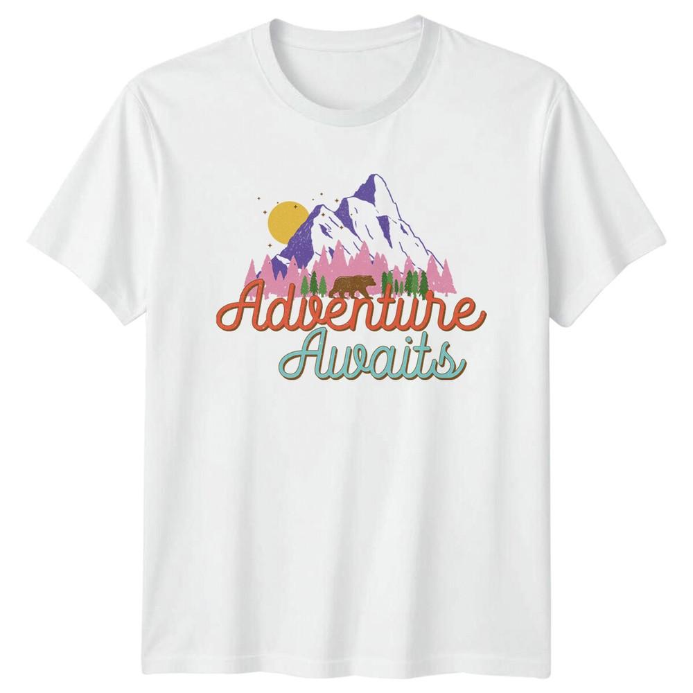 Adventure Awaits TShirt Nature Bee Bear Mountain Graphic Tee S