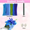 600 Pieces Pipe Cleaners Craft, Chenille Stems for DIY Flower Making Kit, Blue Series with 20 Pcs Flower Stems and 150Pc Stamens