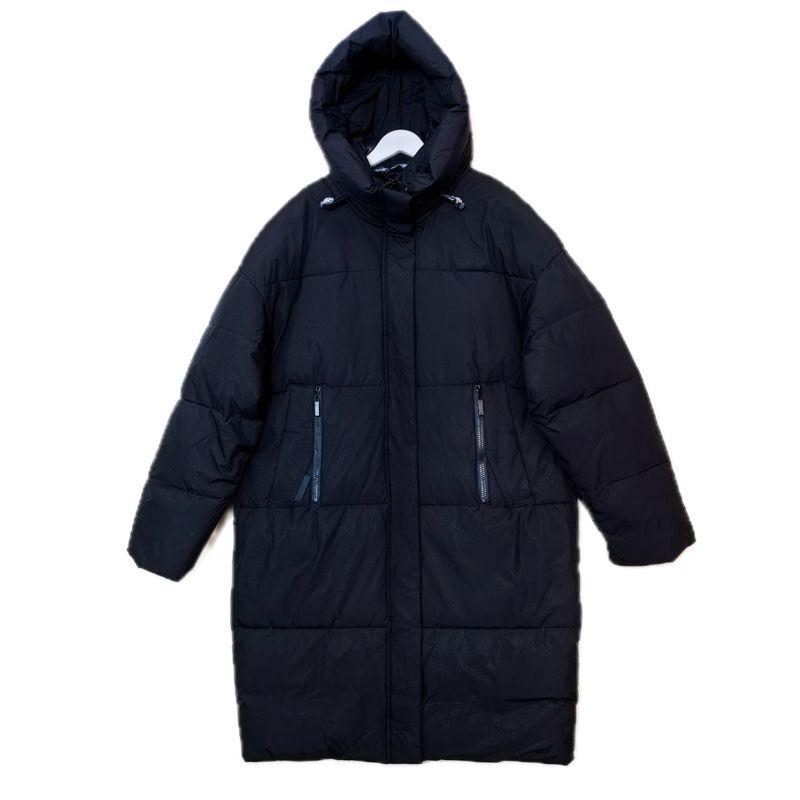 To Russia Hooded Thickened Down Cotton Cold Protective Clothing Female Mid Length Long Length Pure Color Thick Cotton Clothing Northeast Winter