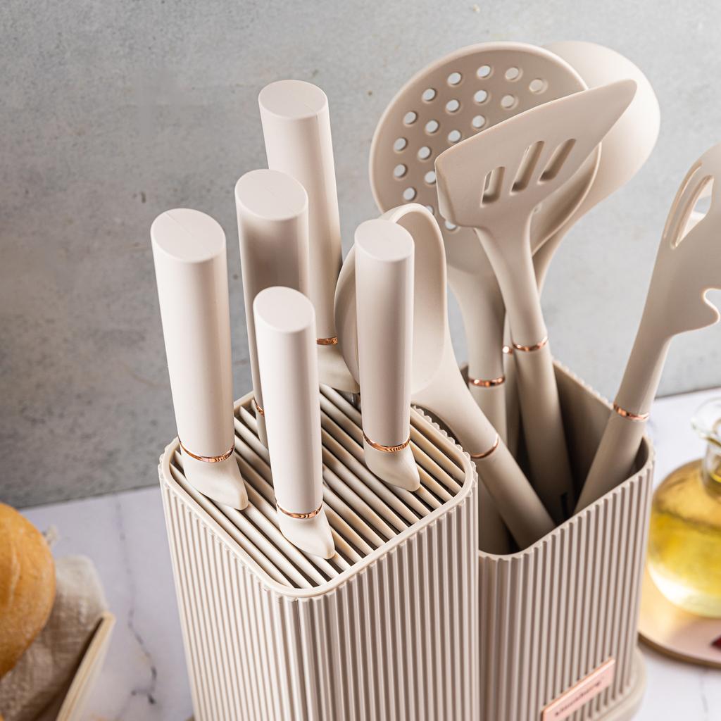 Zestaw Noży Kuchennych W Bloku Z Przyborami Kuchennymi I Deską Do Krojenia 12-ele KLAUSBERG KB-7935