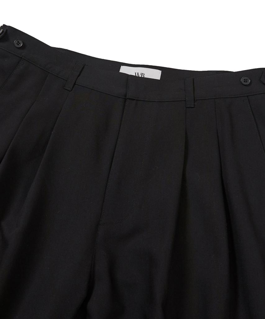 WEST GRAND BOULEVARD Libre Wide Two-Tuck Wool Blended Slacks Black