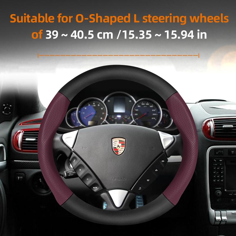 Suitable for Porsche Perforated Leather Matte Carbon Fiber Texture Steering Wheel Cover Cayenne Macan 911 Panamera 718 Taycan