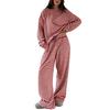 Women's Striped 2 Piece Set with Long Sleeve Top and High Waisted Pants