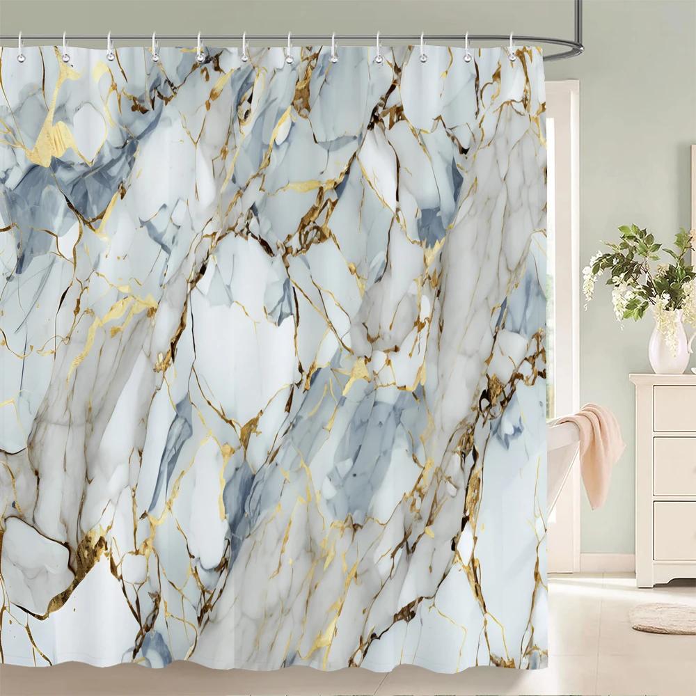 

Abstract Marble Pattern Shower Curtains Waterproof Fabric Bath Curtains For Bathroom Bathtub Large Wide Bathing Cover With Hook W60H190(CM)-1 Pcs