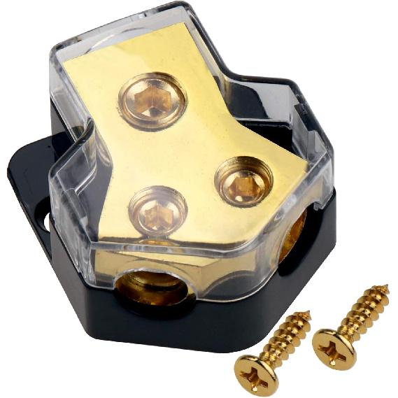 0/2/4 Gauge In 4/8 Gauge Out 2 Way Power Ground Distribution for Car Audio Splitter