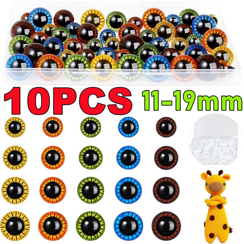 New 10PCS 11-19mm Laser Plastic Safety Eyes for Crochet Stuffed Toys Amigurumi Color Kawaii Doll Making Crafts Accessories Gifts