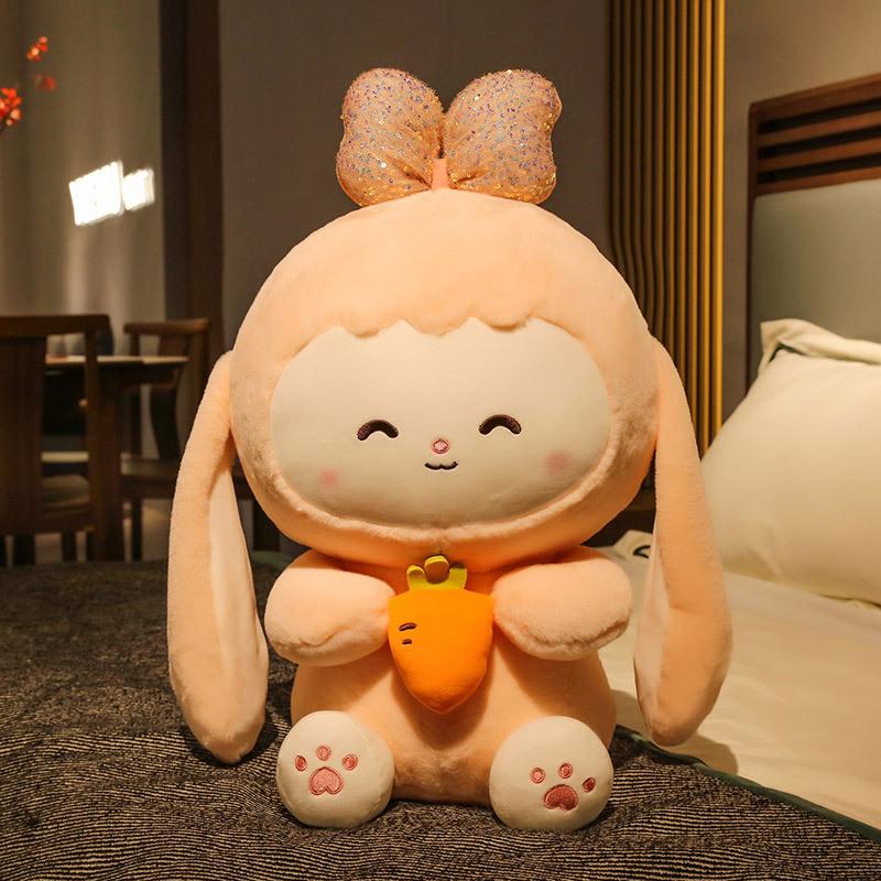 

New 25 50CM Kawaii Long Ear Rabbit Plush Toy Soft Stuffed Animal Carrot Bunny Doll for Baby Girls Sleep Comfort 25cm розовый