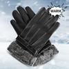 Winter Warm Gloves Windproof Warm Leather Gloves Waterproof Touchscreen Anti Slip Plush Lining Cycling Running Ski Gloves