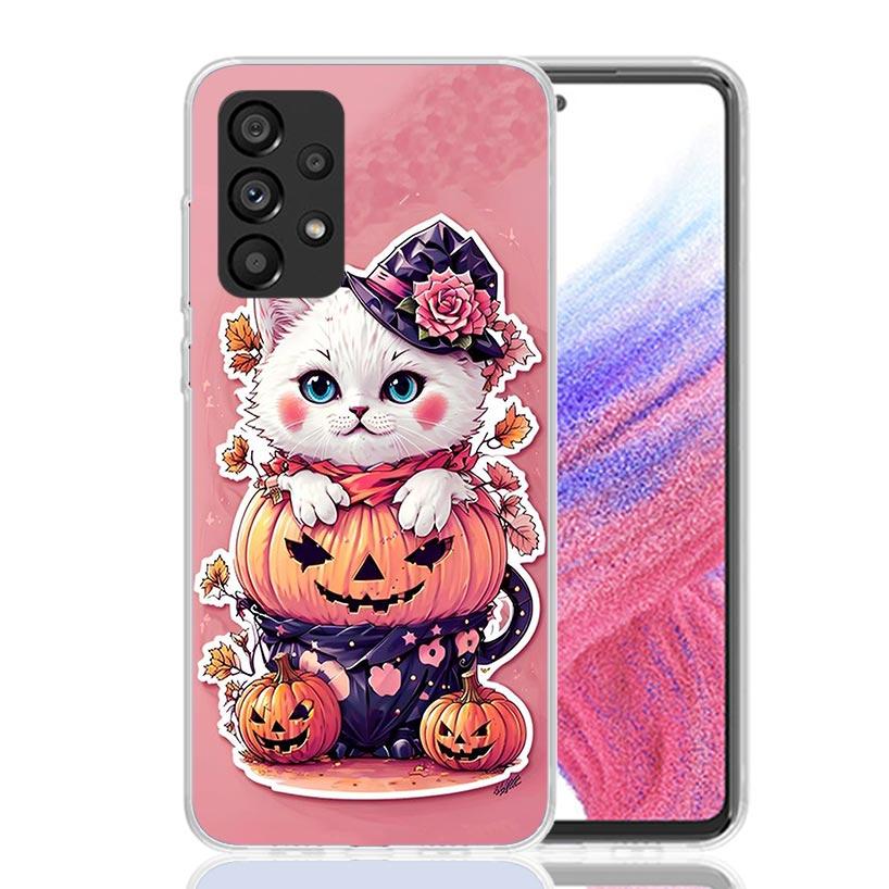 Kitten Cat Christmas Pumpkin Phone Case For Samsung Galaxy A13 A14 A15 A16 A53 A54 A55 A56 A33 A34 A35 A36 A23 A24 A25 A26 A05S
