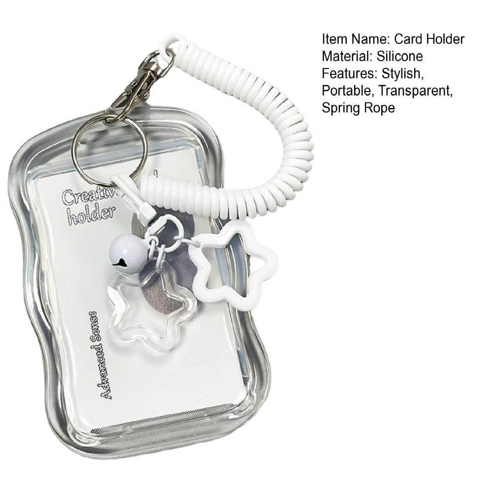 11cm ID Badge Holder With Keychain And Spring Rope Silicone Card Sleeve Protective Case With Bell Decor Office Hospital School