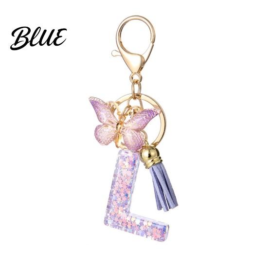 Comfortable To Carry Keychain Purple Series Pendant Sequins Star Initial Letter Charm Key
