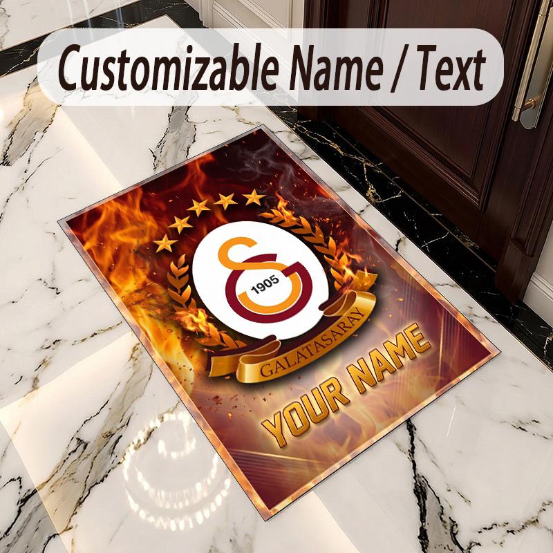Crystal Velvet Rug Galatasaray FC Print Custom Name Text Floor Mat Home Decor