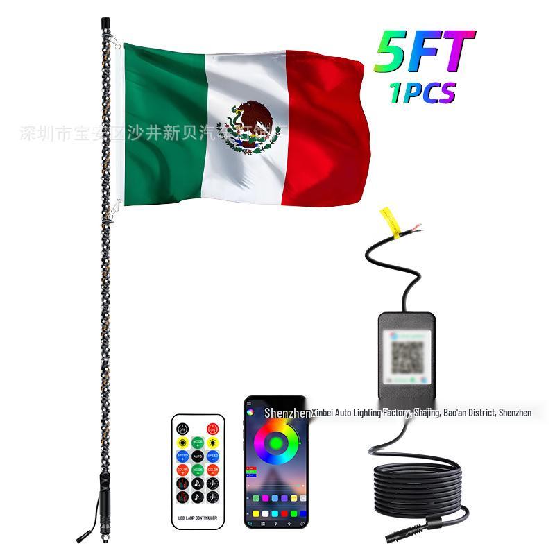 RGB Off-road Flagpole and Beach Atmosphere Light with Brake Function