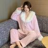 Fleece Lined Thickened Coral Velvet Pajamas for Women Autumn and Winter New High-end Home Wear