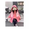 Dziewczęcy płaszcz 3-w-1 z grubego hardshellu na wiosnę i jesień, modny płaszcz dziecięcy z kapturem