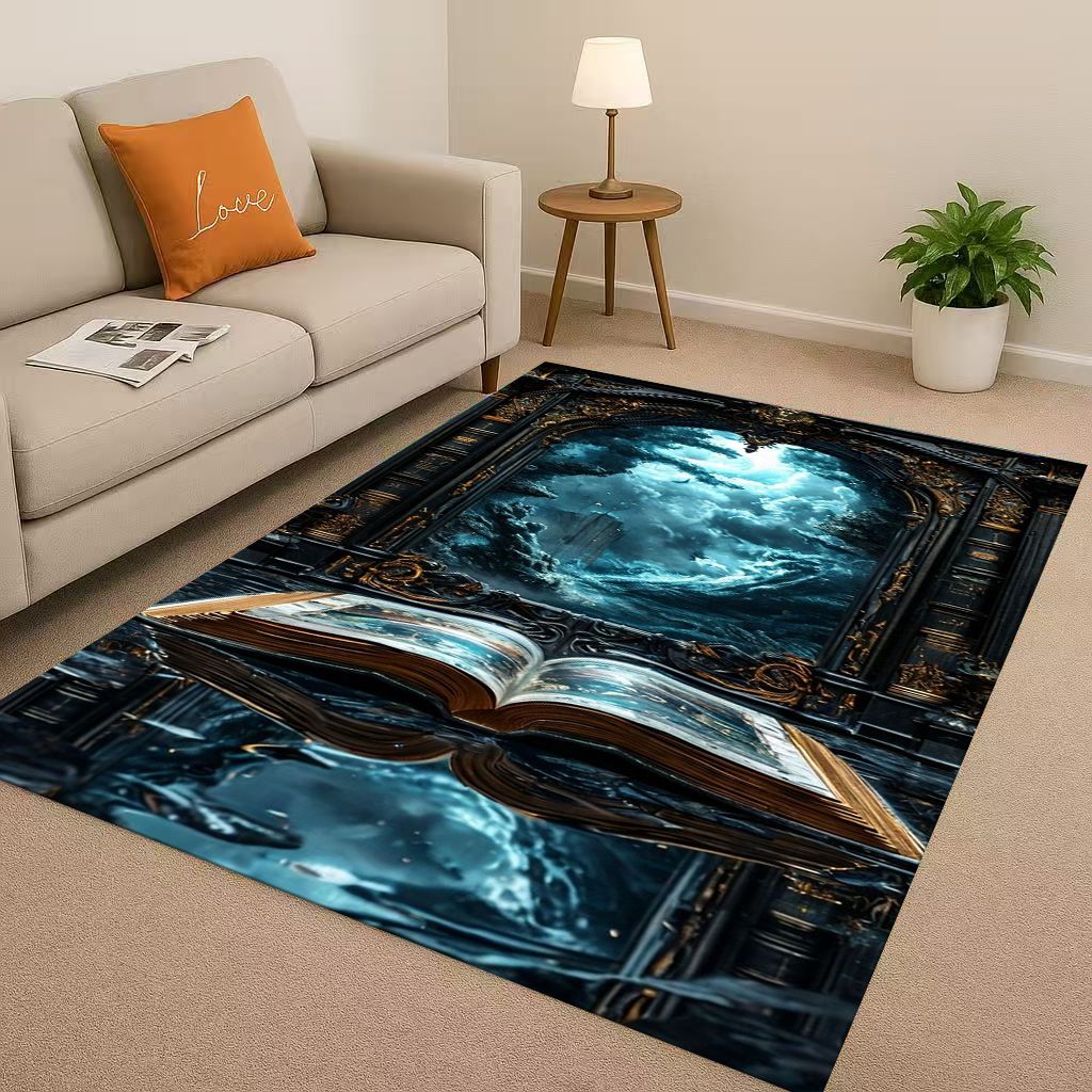 HD Magic Book Library Bookshelf Living Room Non Slip Area Rug Soft Carpet for Bedroom Sofa , Easy Clean Home Doormat Playmat