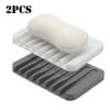 2Pcs Self Draining Soap Container Silicone Soap Saver Tray Soap Dish Holder  Keep Soap Dry