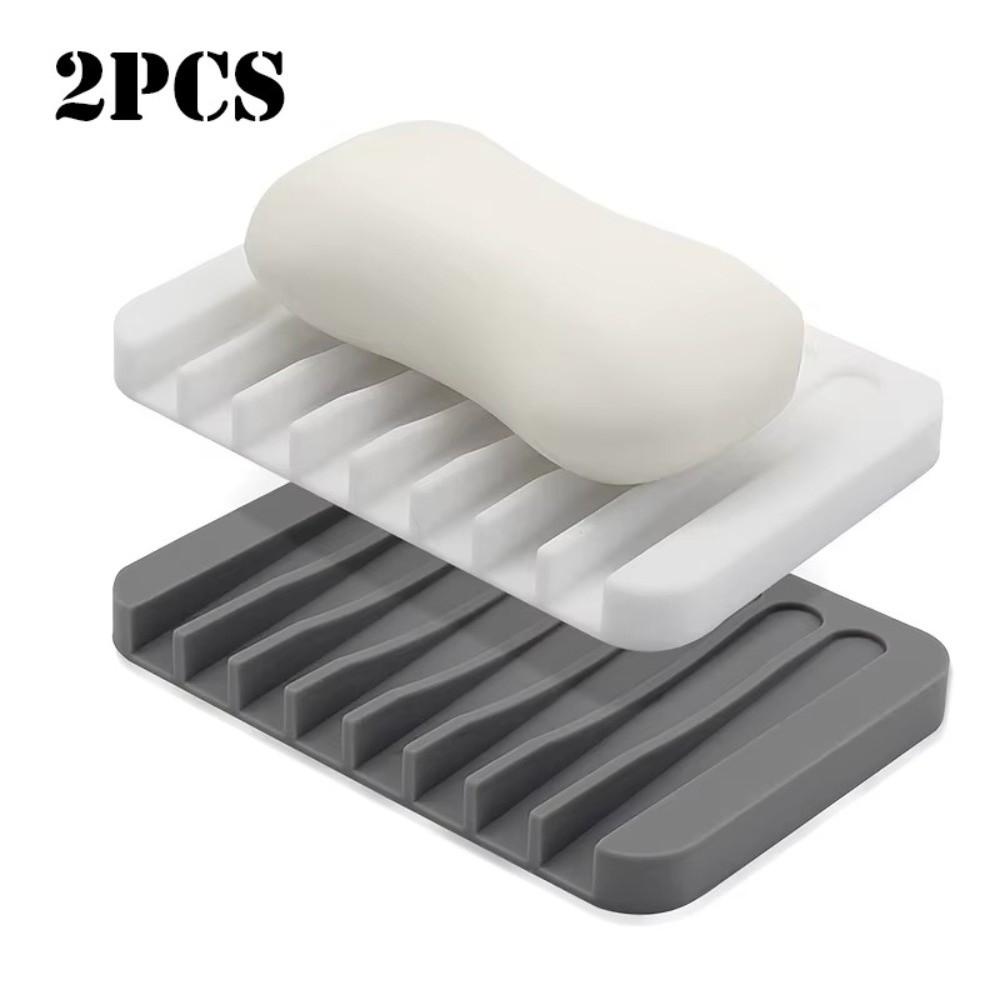 2Pcs Self Draining Soap Container Silicone Soap Saver Tray Soap Dish Holder  Keep Soap Dry