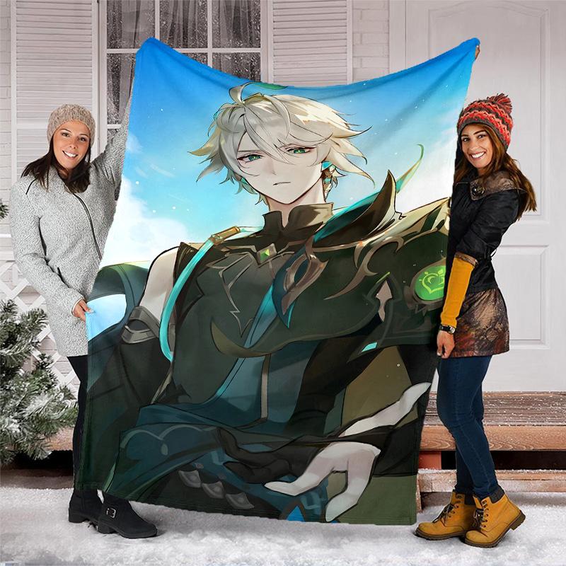 1pc Genshin Impact Alhaitham2 Theme Blanket - Digital Print, Polyester, Cozy for All Seasons, Perfect for Outdoor, Camping, and Travel