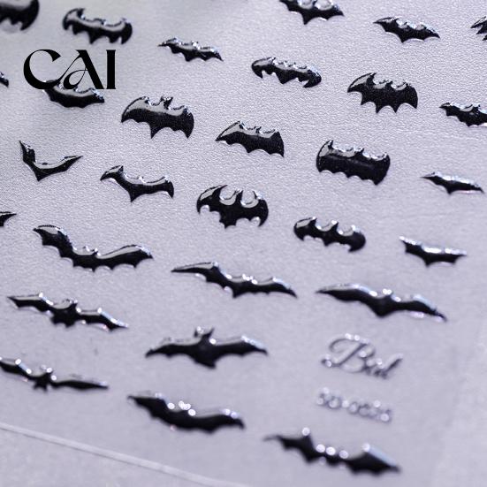 Holiday Party Nail Decals Halloween 3D Embossed Stickers, Skeleton Hand Pumpkin Spider Bat Gothic Manicure Art Decals, Decoration for Decor Sticker