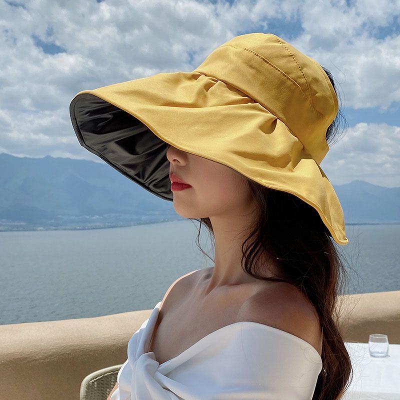 Spring and summer large brim vinyl sun hat UPF + UV protection Velcro adjustable hat circumference sun protection hat