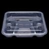 Juxin Square 4-Compartment Plastic Takeaway Lunch Boxes with Lids, 1000ml
