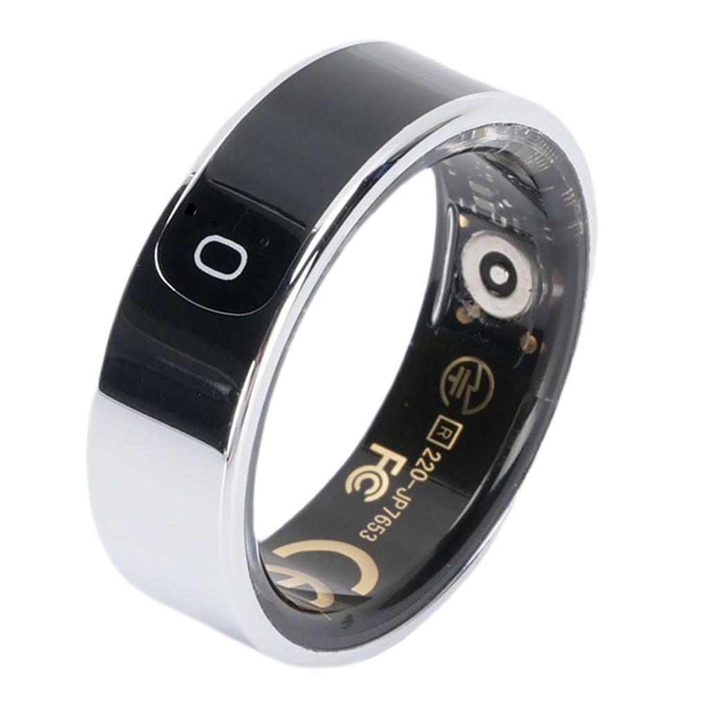 Smart Ring with Display Screen Gesture Control Fitness Ring Step Counter Multiple Sports Modes Silver Size 8 (18.2mm