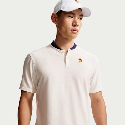 Nike T Shirts Men s Ecru Stand Collar Moderate S