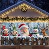 Merry Christmas Garage Door Background Banner Xmas Tree Gift Santa Claus Backdrop Winter Christmas Party Outdoor Wall Decoration