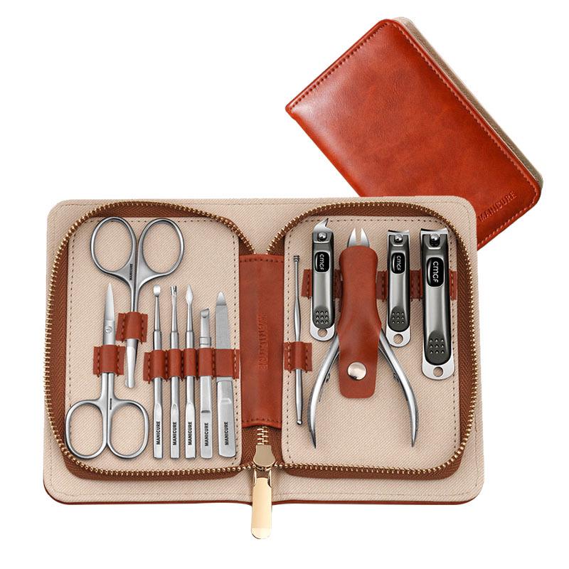 Deluxe 12-Piece Stainless Steel Manicure Set - Customizable Nail Clippers & Tools