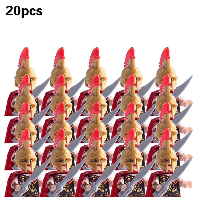 Set militari medievali Action figure Blocchi da costruzione Mattoni Cavaliere romano Soldato spartano Elmo Spada ArmiGiocattoli per bambini