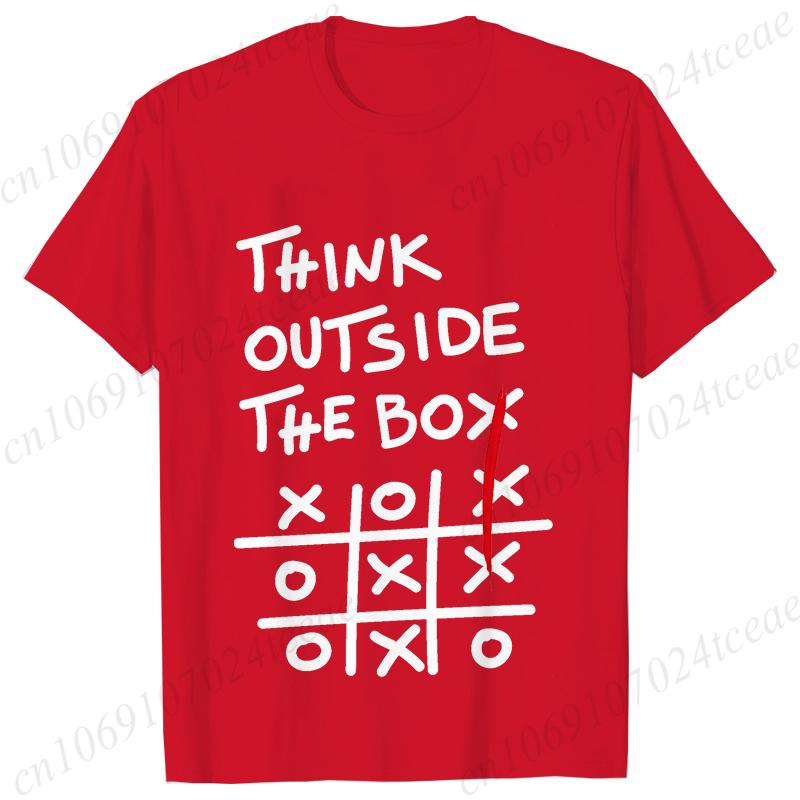 Retro Men's T-Shirt Think Outside The Box Print Short Sleeve T-Shirt Summer Casual Tees Top Loose Oversized T-Shirt for Men