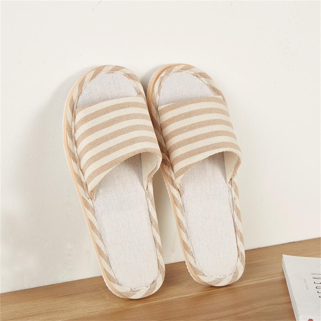 Couple Cotton Slippers, Women's Summer Linen Home, Indoor Wooden Floor, Soft Sole, Non Shoes, Spring And Seasons