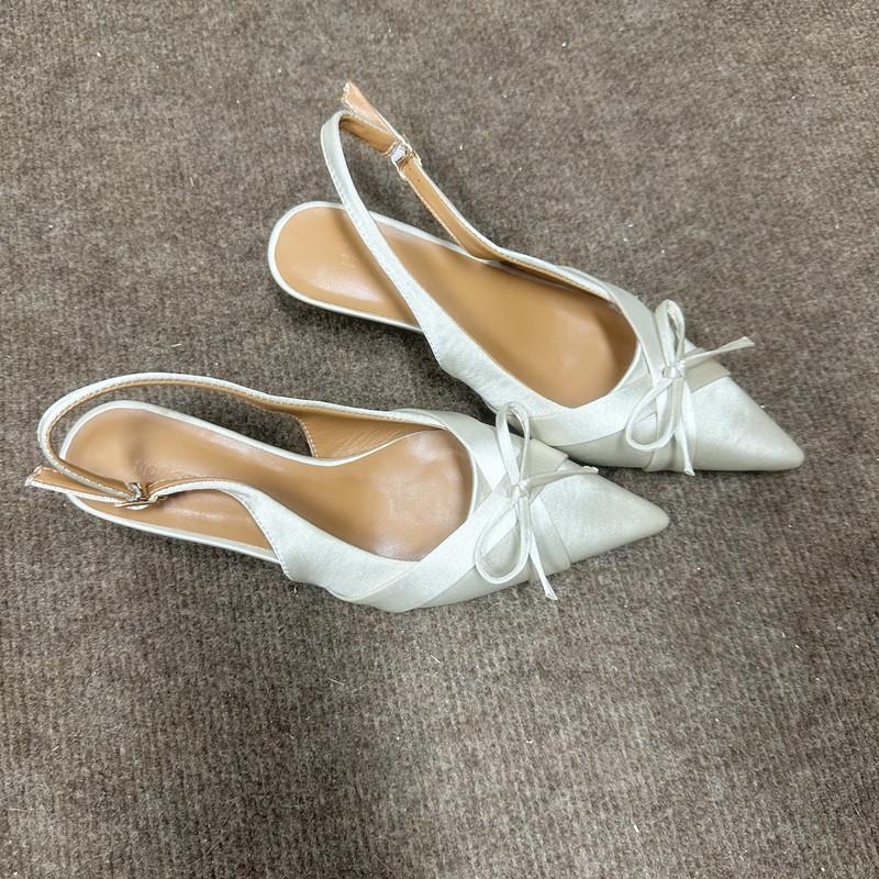 Sweet bow temperament elegant pointed head thin heel high heels heightened thin bag head cool slippers