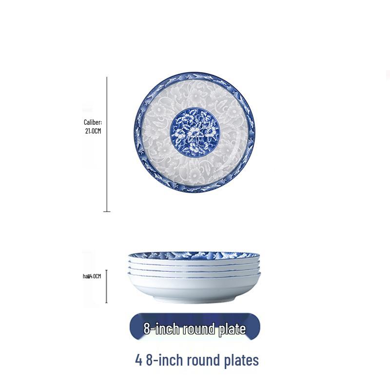 Blau-Weißes Ruyi-Quadrat-Porzellanteller - Ideal für Mahlzeiten, Obst, Gedämpfte & Gebackene Gerichte
