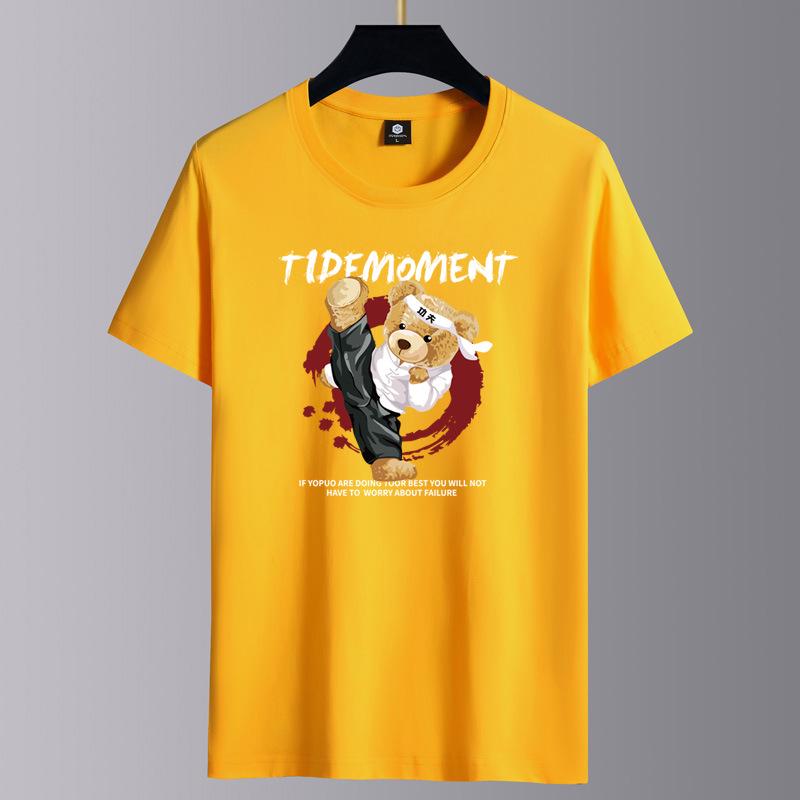Herr Bomulls Kortärmad Sommar T-shirt, Lös Passform Trendig Topp