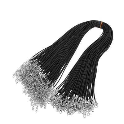 100Pcs Waxed Necklace Cord String Bulk with Chain Clasp Bracelet Jewelry Making Supplies Accessories 1.5mm Dia 50cm L 5cm Extension Black