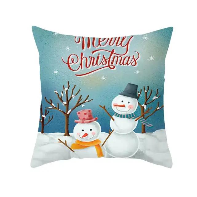 Cute Cartoon Santa Claus Christmas Decoration Print Pattern Cushion Cover Home Living Room Sofa  Pillow